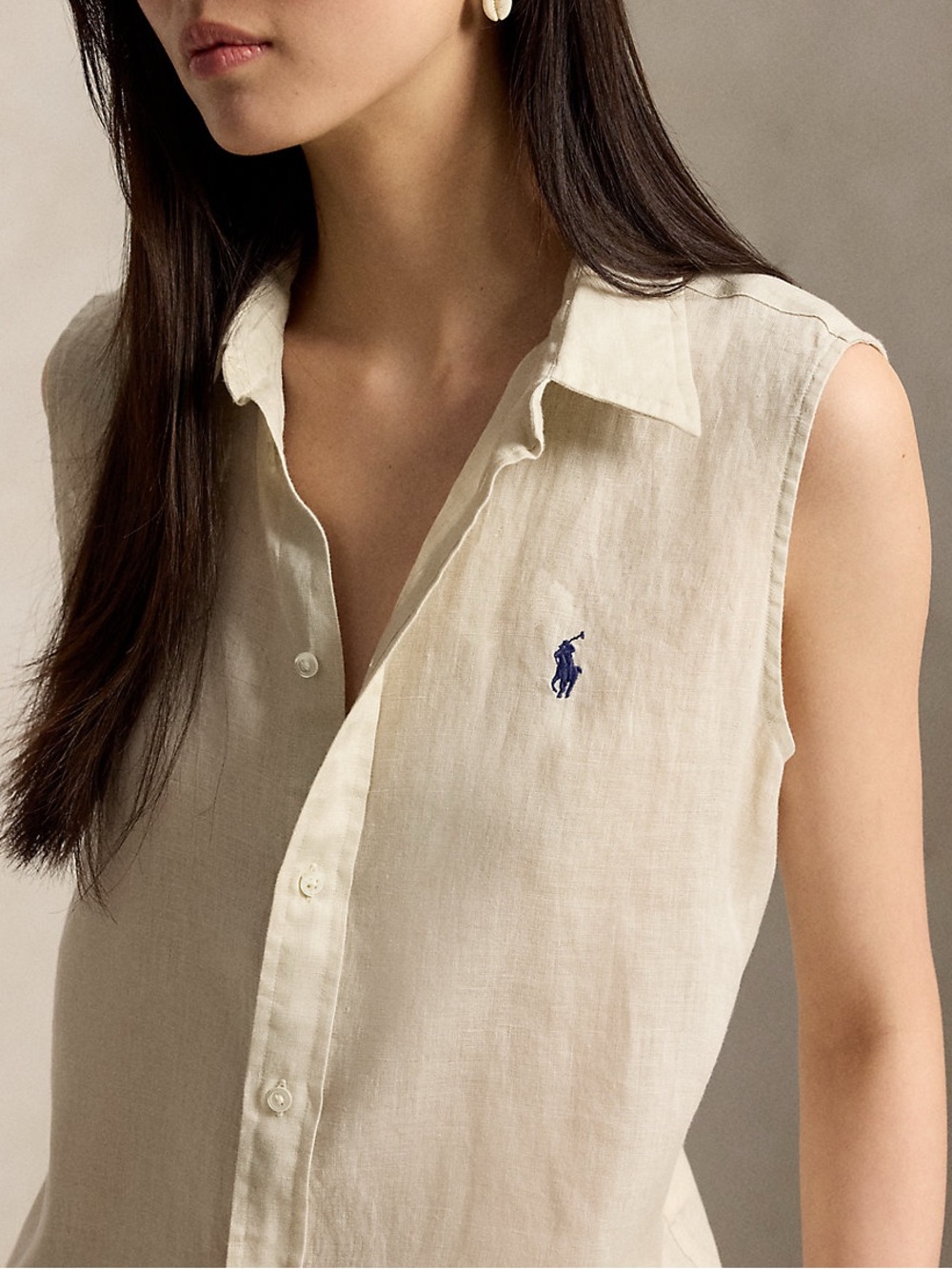 Polo Ralph Lauren Sleeveless Linen Shirt - Picture 2 of 6